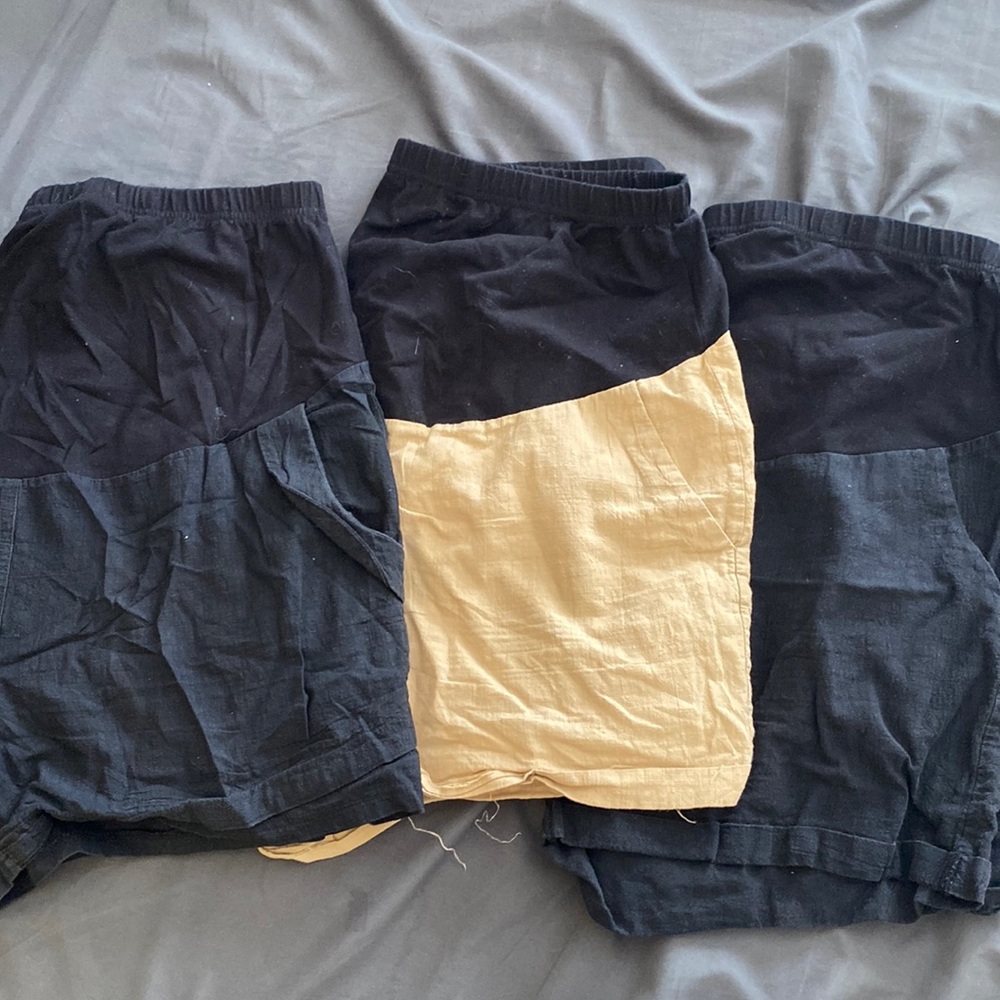 Black and Khaki Maternity Shorts